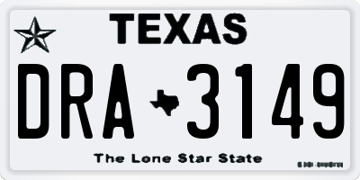 TX license plate DRA3149