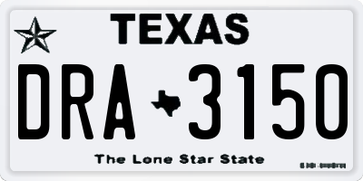 TX license plate DRA3150