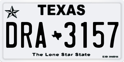 TX license plate DRA3157