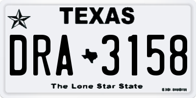 TX license plate DRA3158