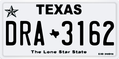 TX license plate DRA3162