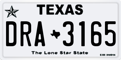 TX license plate DRA3165