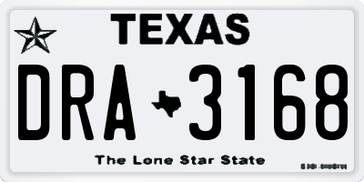 TX license plate DRA3168