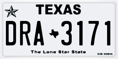 TX license plate DRA3171