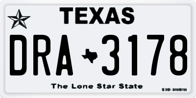 TX license plate DRA3178