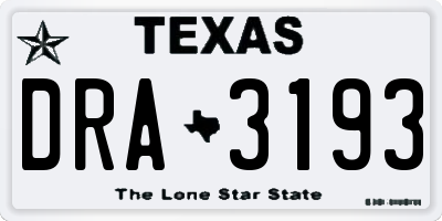 TX license plate DRA3193