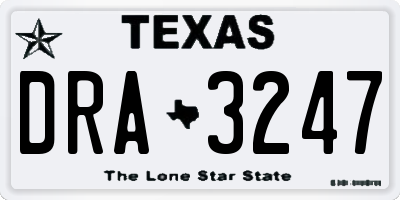 TX license plate DRA3247