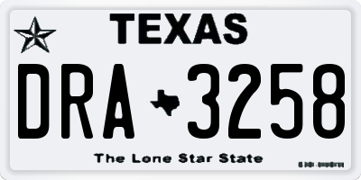 TX license plate DRA3258