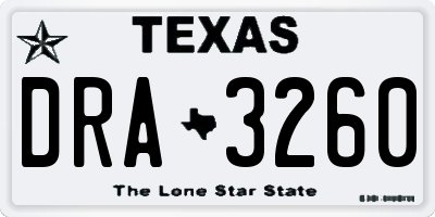 TX license plate DRA3260