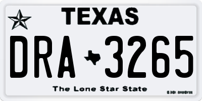 TX license plate DRA3265