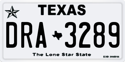 TX license plate DRA3289
