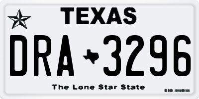 TX license plate DRA3296
