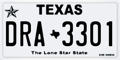 TX license plate DRA3301