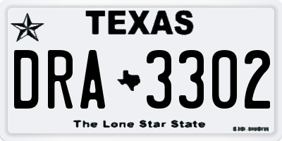 TX license plate DRA3302