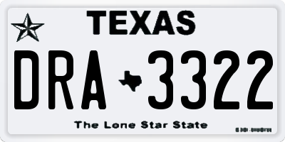 TX license plate DRA3322