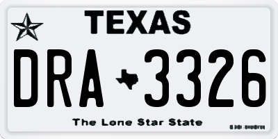 TX license plate DRA3326