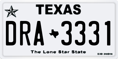 TX license plate DRA3331