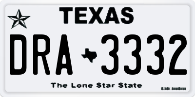 TX license plate DRA3332