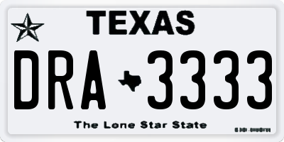 TX license plate DRA3333