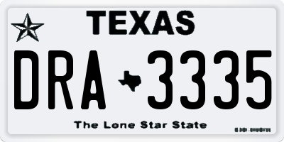 TX license plate DRA3335