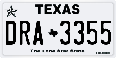 TX license plate DRA3355