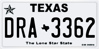 TX license plate DRA3362