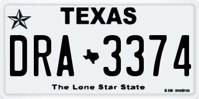 TX license plate DRA3374