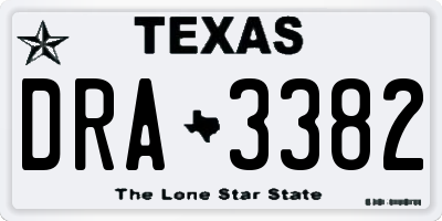 TX license plate DRA3382