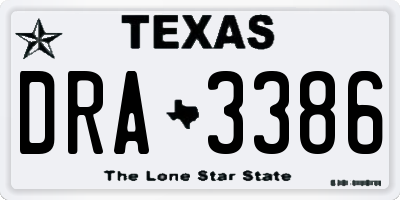 TX license plate DRA3386