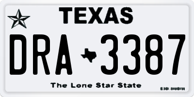 TX license plate DRA3387