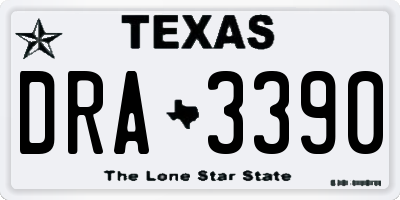 TX license plate DRA3390