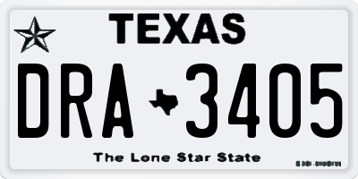 TX license plate DRA3405