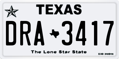 TX license plate DRA3417