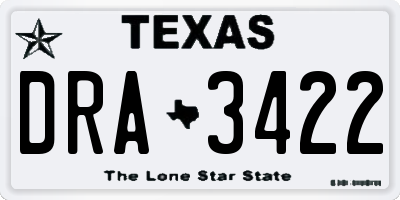 TX license plate DRA3422