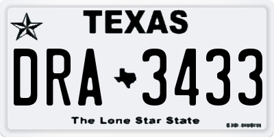 TX license plate DRA3433