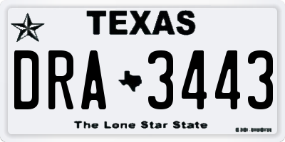 TX license plate DRA3443