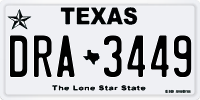 TX license plate DRA3449