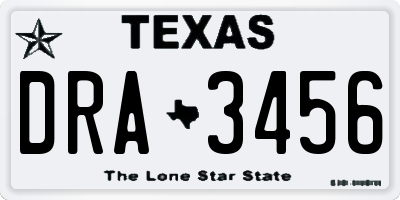 TX license plate DRA3456