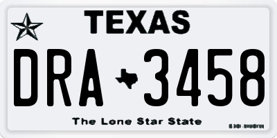 TX license plate DRA3458