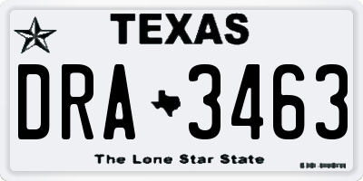 TX license plate DRA3463