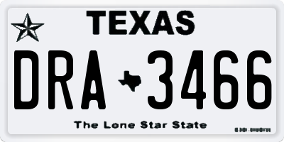TX license plate DRA3466