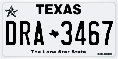 TX license plate DRA3467