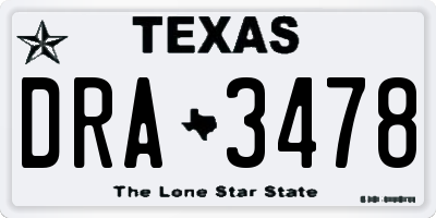 TX license plate DRA3478