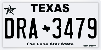 TX license plate DRA3479