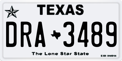 TX license plate DRA3489