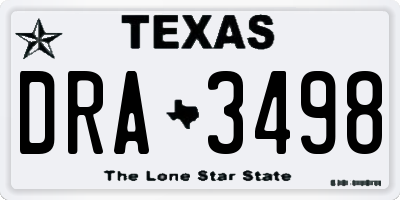 TX license plate DRA3498