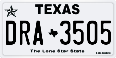 TX license plate DRA3505