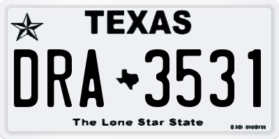 TX license plate DRA3531