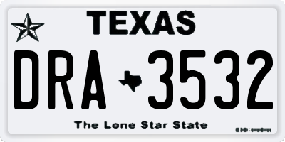 TX license plate DRA3532