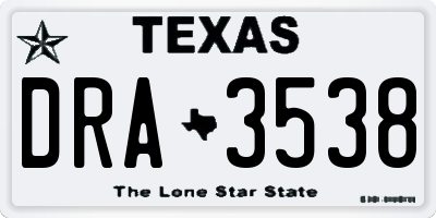 TX license plate DRA3538